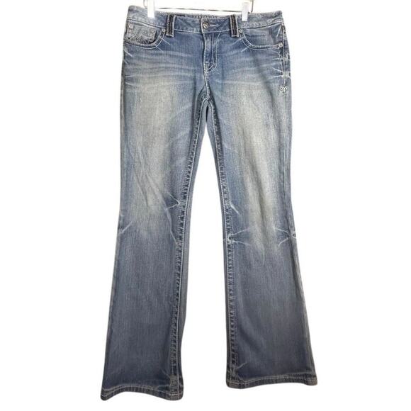 Y2K Style Miss Me Women’s Jeans M Series Sz 30 Boot Cut Blue Western Bling Flare - Picture 8 of 16